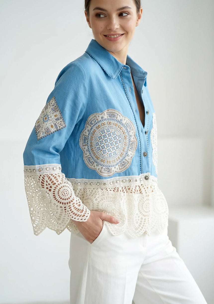 Chaqueta vaquera artesanal de mujer - Ishila