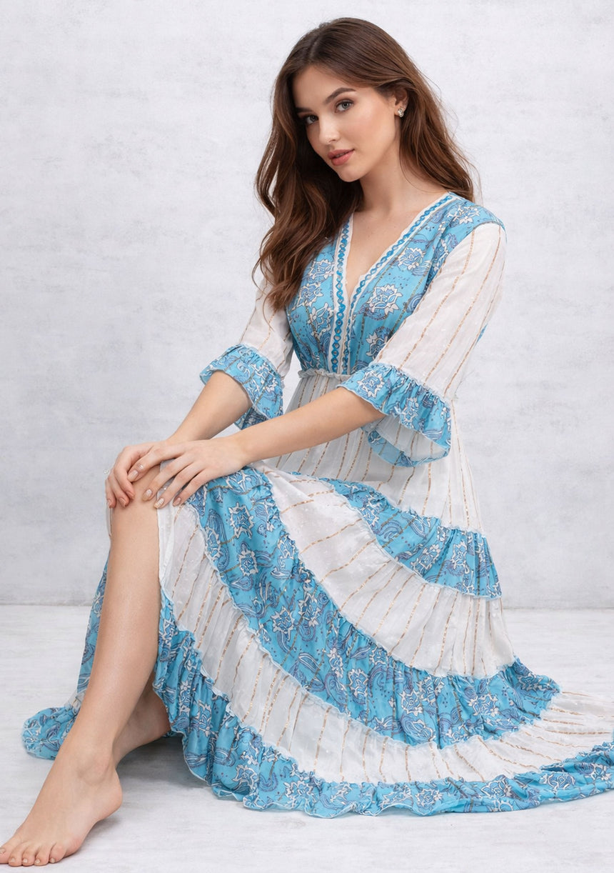 Vestido largo de algodón para mujer - Revaya