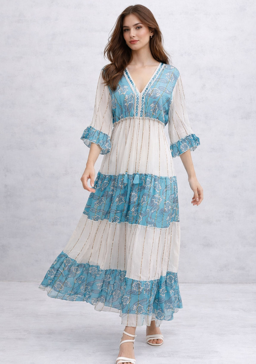 Vestido largo de algodón para mujer - Revaya