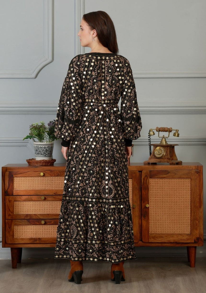 ibBan Vestido Largo Nuria para Mujer | Georgette | Artesanal | Talla Única