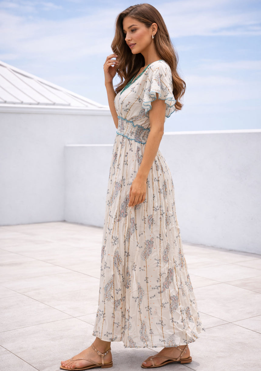Vestido largo de algodón para mujer - Nia
