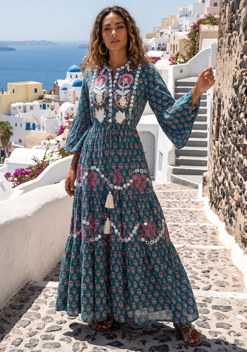 ibBan Cotton Long Tunic with Hand Embroidery - Shazira