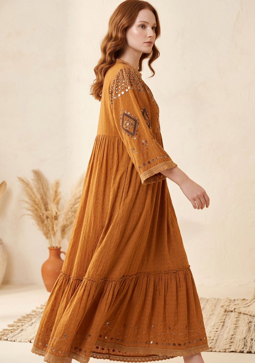 Maxivestido de algodón para mujer - Saisha