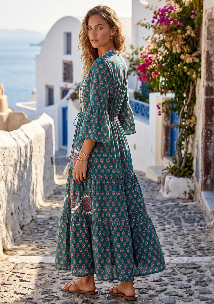 ibBan Cotton Long Tunic with Hand Embroidery - Shazira