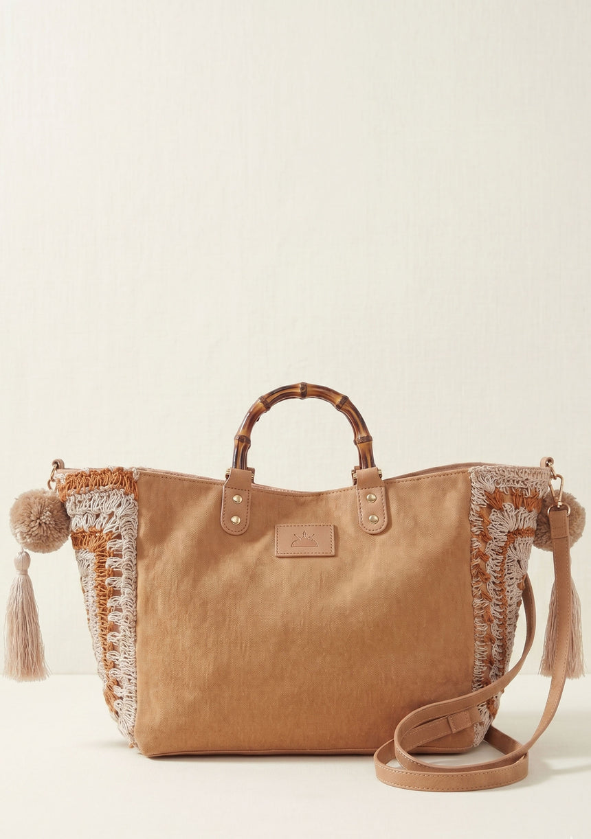 Bolso de mano de lona bordado para mujer - Bea