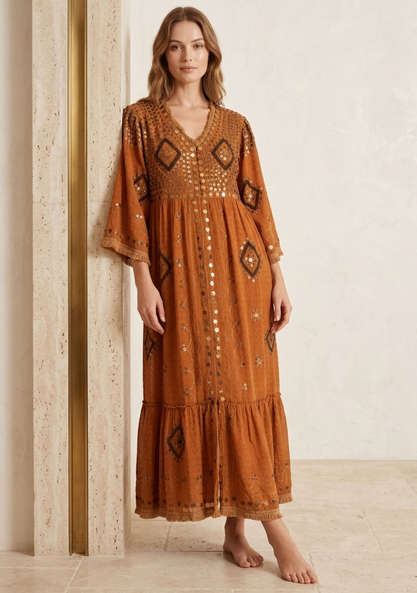 Maxivestido de algodón para mujer - Saisha