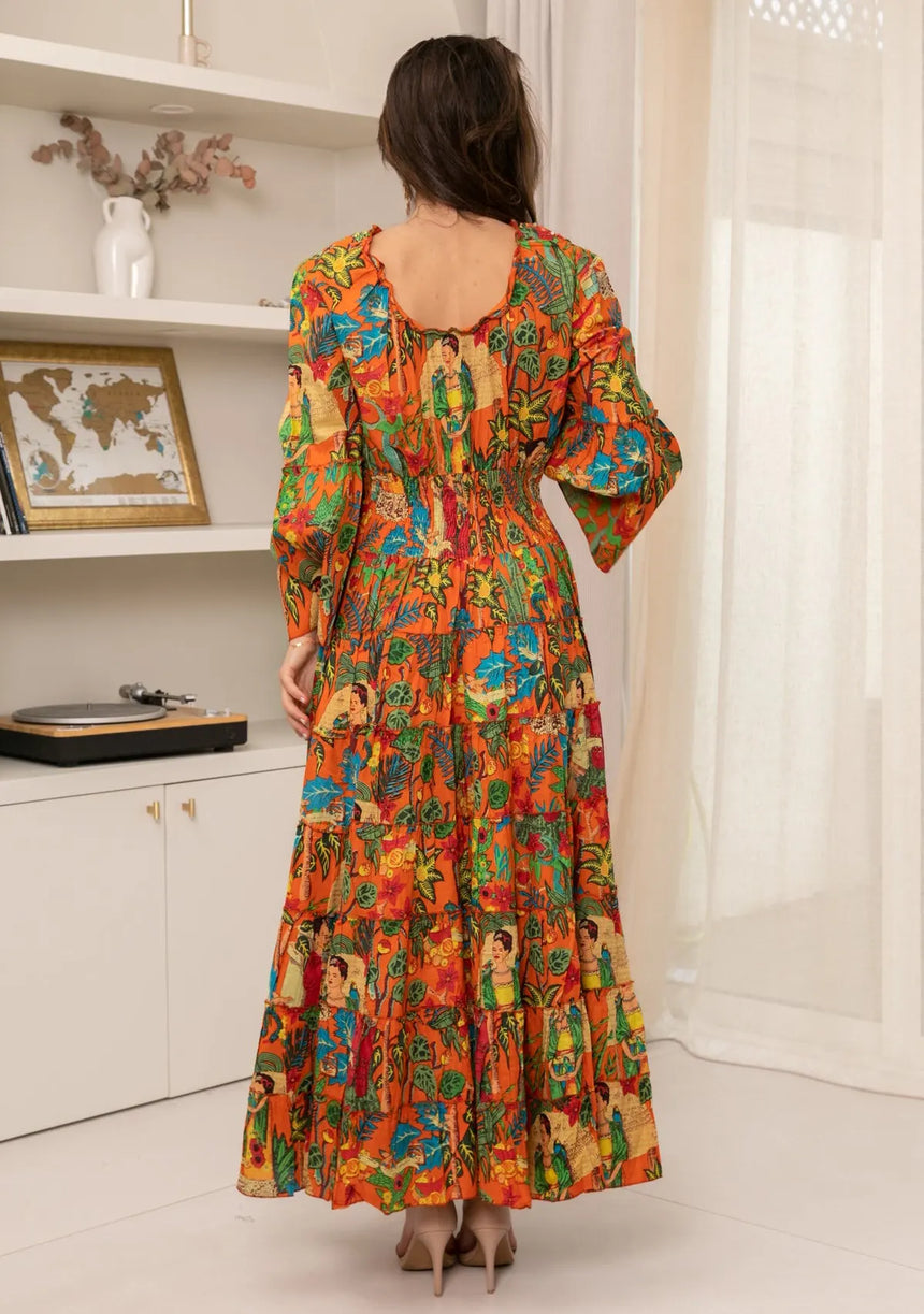ibBan Hand Embroidered Cotton High-Low Maxi Dress - Zayba