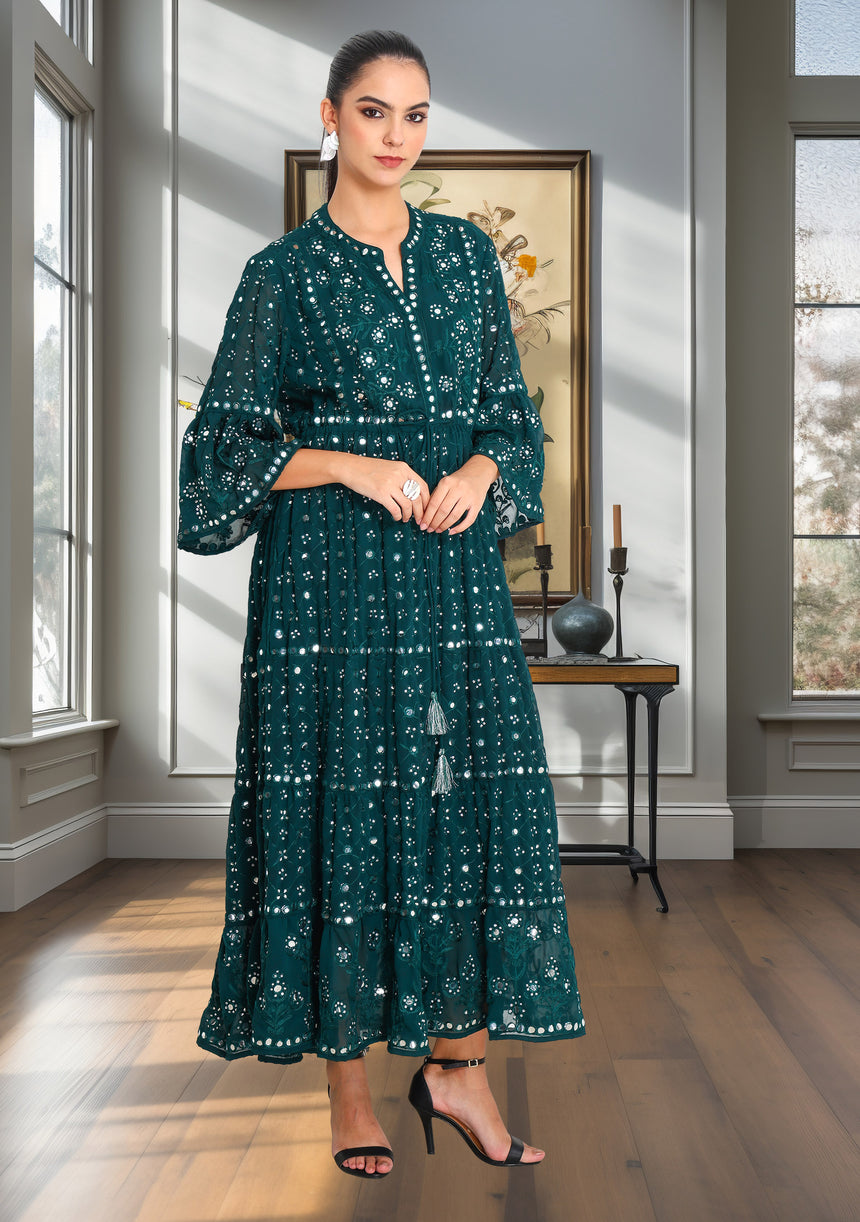 ibBan Women's Winter Hand Embroidered Long Tunic -Inshi
