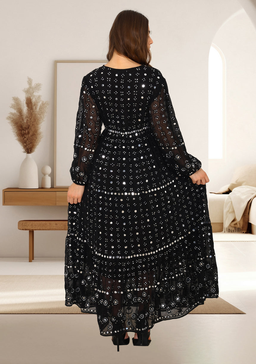 ibBan Women's Winter Hand Embroidered Maxi Dress -Inshi Long Dress