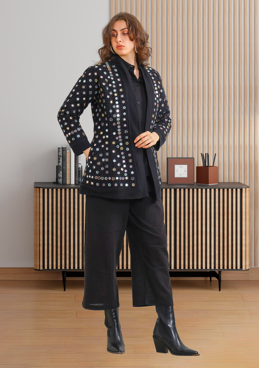 ibBan Heavy Hand Embroidered Winter Coat | Luxury Women's Designer Outerwear - Corina