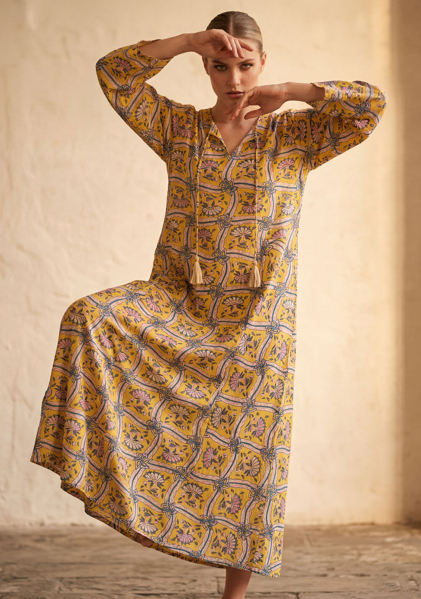 Vestido largo de algodón para mujer - Revina