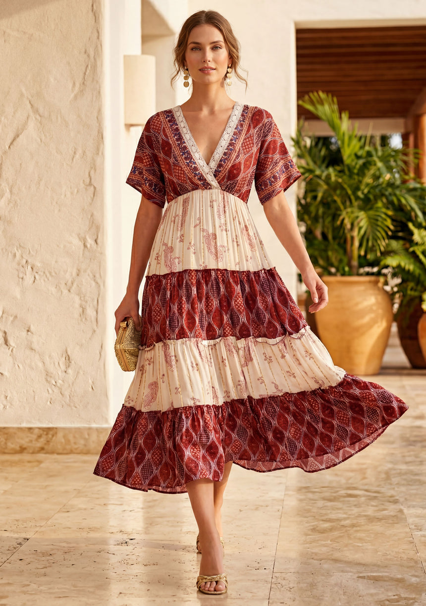 Vestido largo de algodón para mujer - Revaya