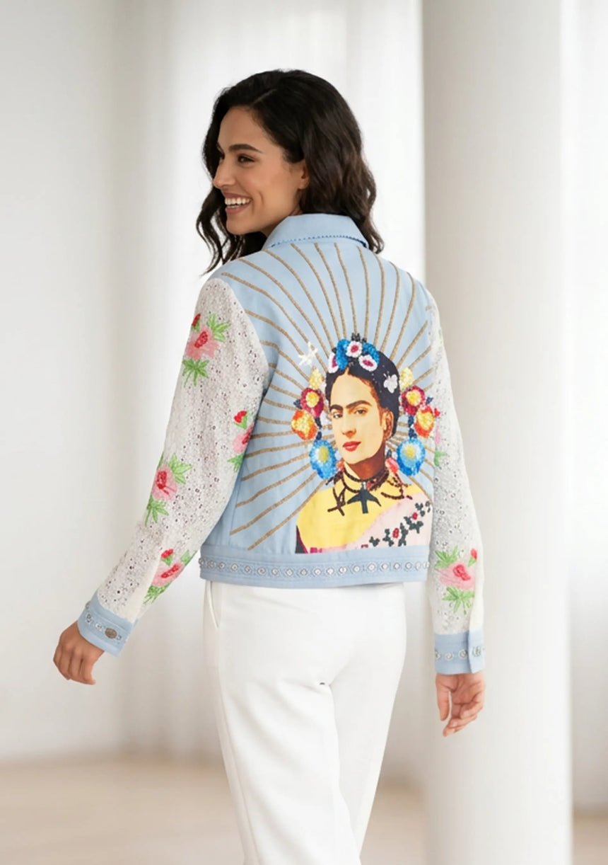 Women's Artisan Hand Embroidery Canvas Jacket - Farida