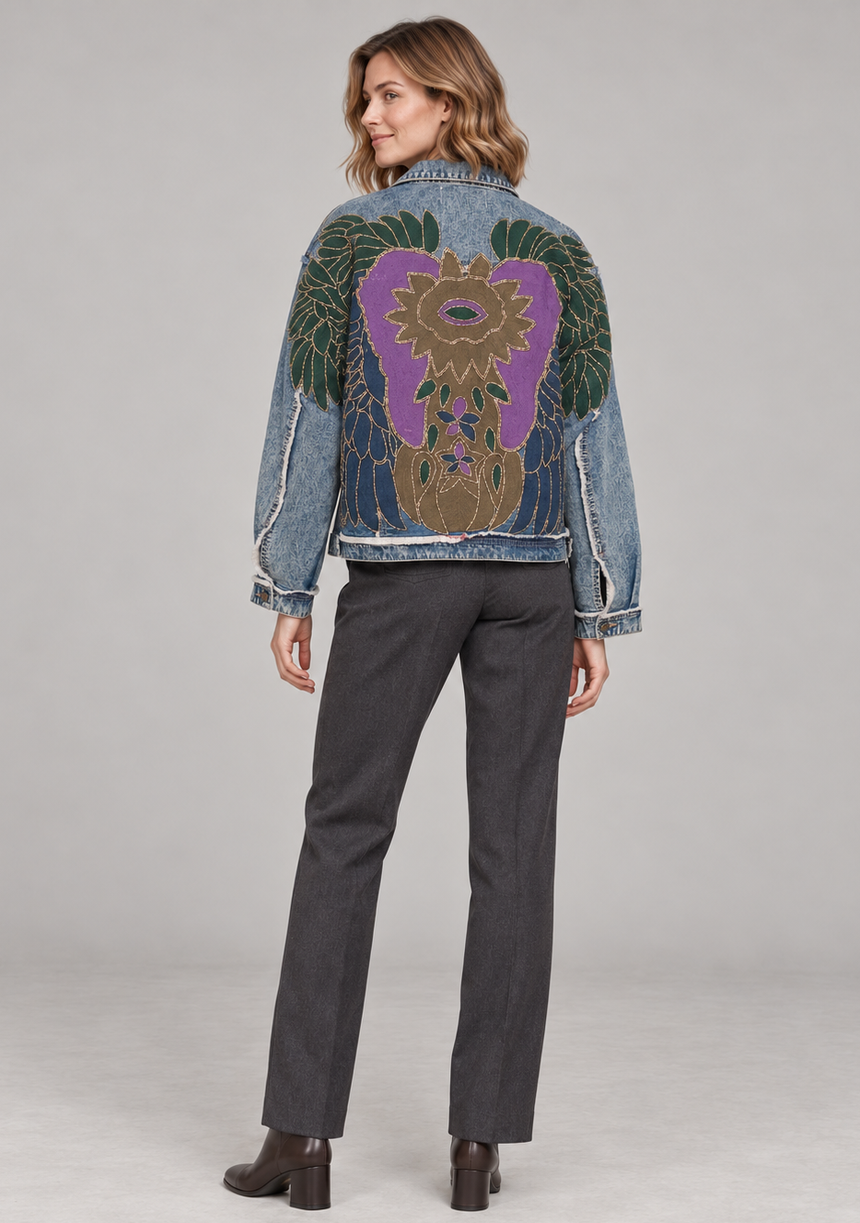 ibBan Multicolour Appliqué Denim Jacket - Funky