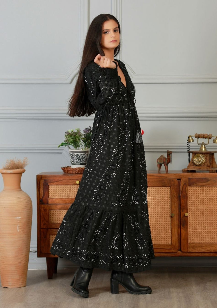 ibBan Vestido Largo Nuria para Mujer | Georgette | Artesanal | Talla Única