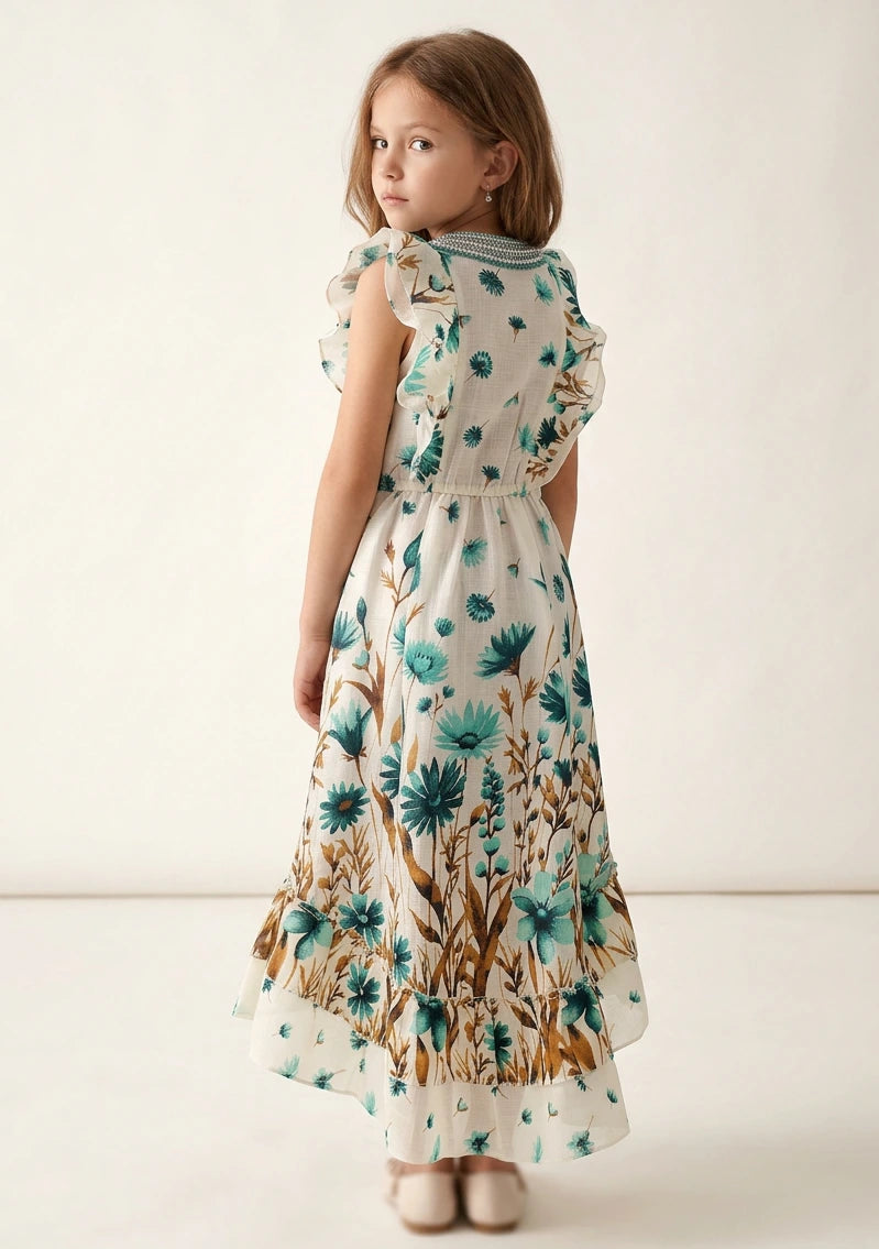 Girls' Cotton long dress V-Neck - Jelisha