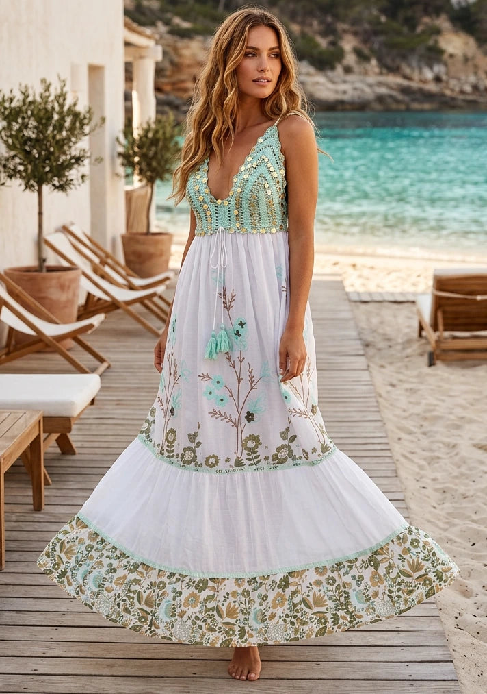 Women's Cotton Maxi Dress V-Neck - Ulani