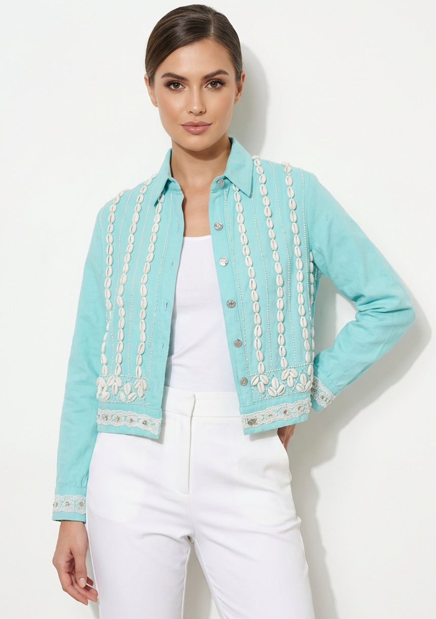 ibBan Women's Embroidered Jacket Amara | Canvas | Kodi and Bead Work | S/M to L/XL