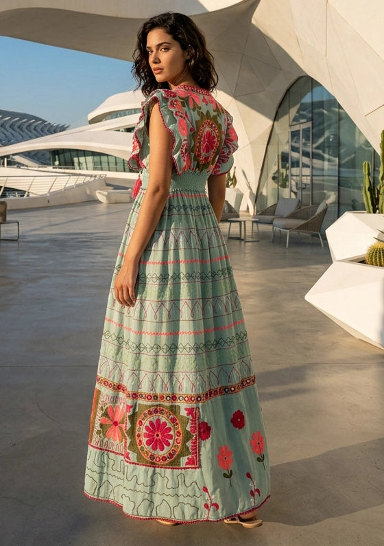 ibBan Hand Embroidered Long Dress | Luxury Bohemian Long Dress - Orla
