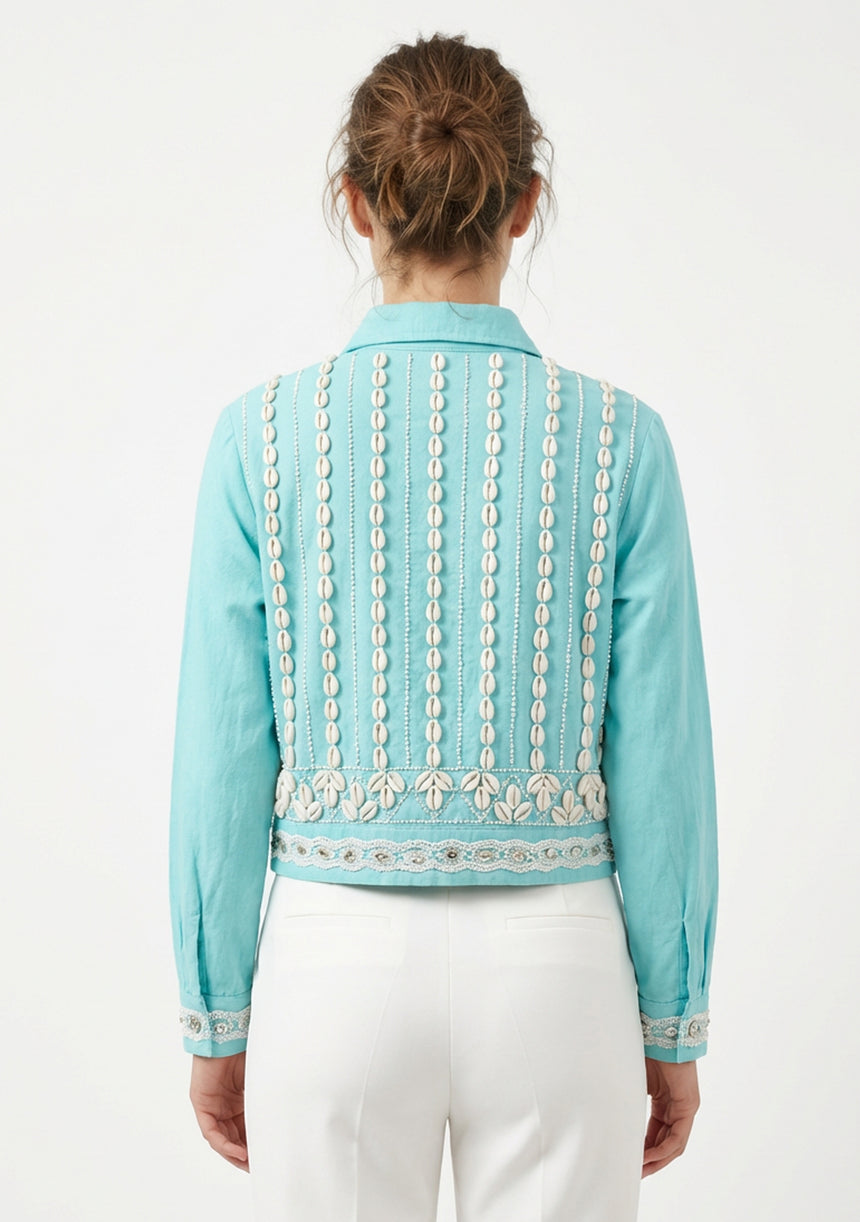 ibBan Women's Embroidered Jacket Amara | Canvas | Kodi and Bead Work | S/M to L/XL