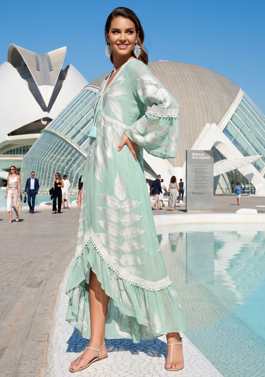 Luxury Hand Embroidered Maxi Dress by ibBan - Livia Maxi Dress