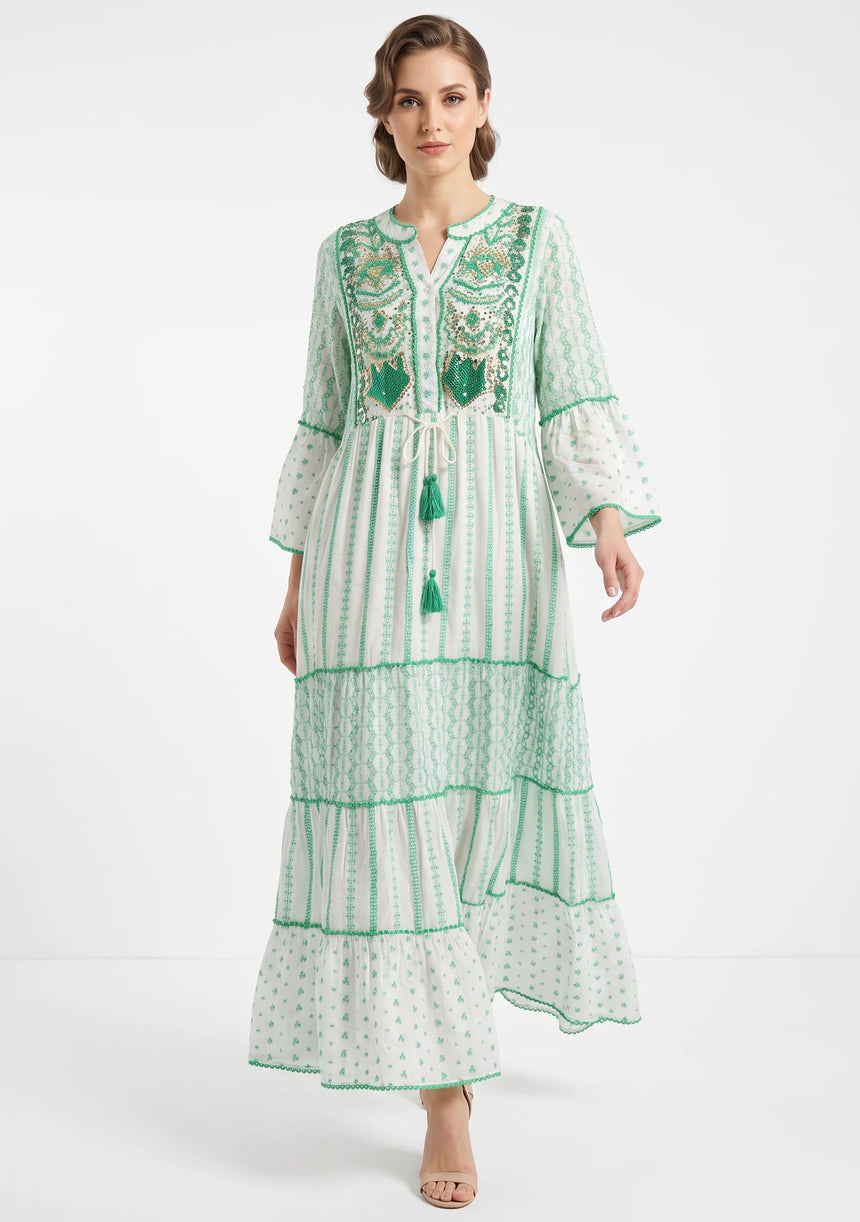 Tunique longue femme ibBan Basima | Paillettes sur toute la longueur | Occasion spéciale | Taille unique