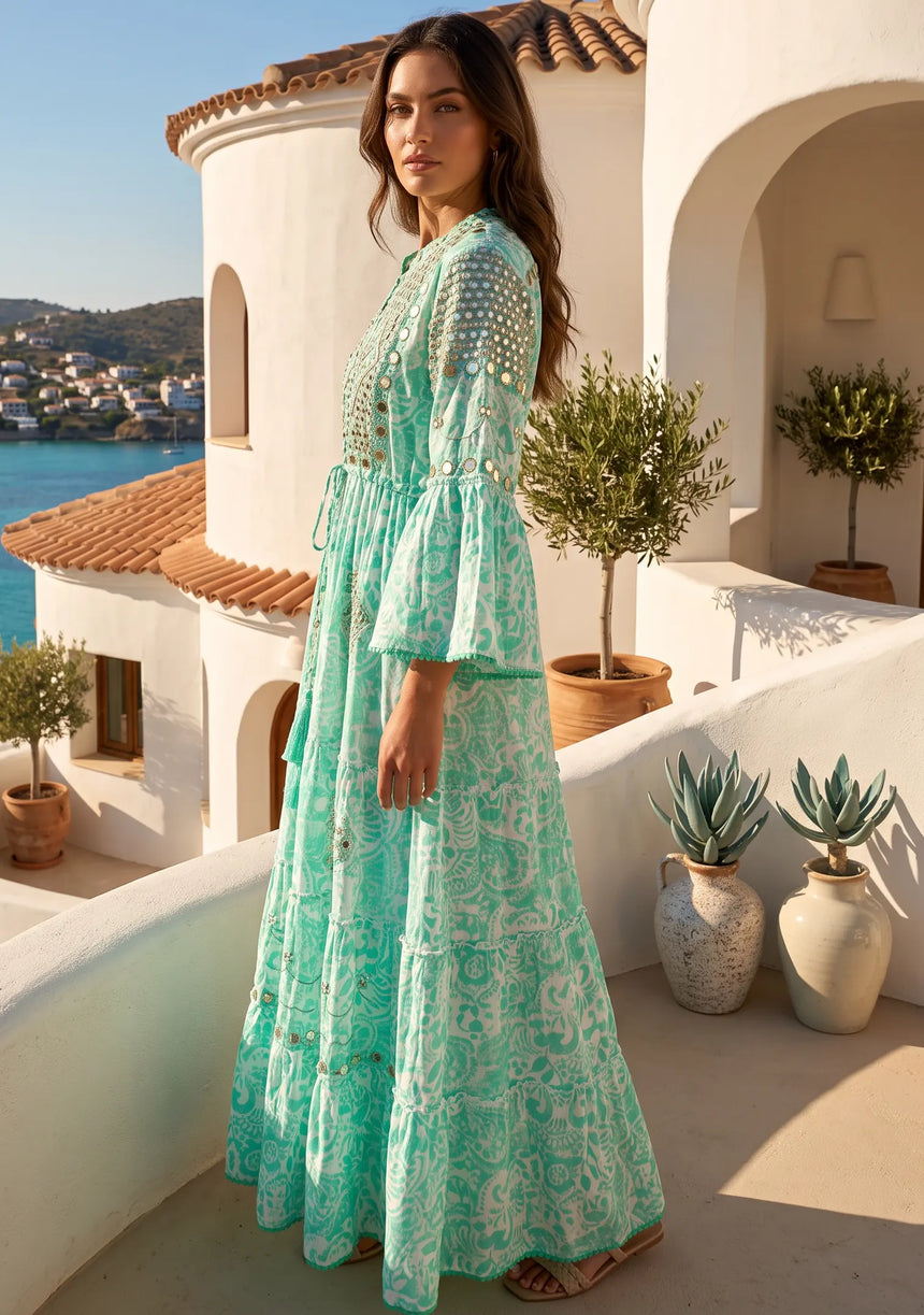 ibBan Hand-Embroidered Cotton Viscose Maxi Dress - Samaya