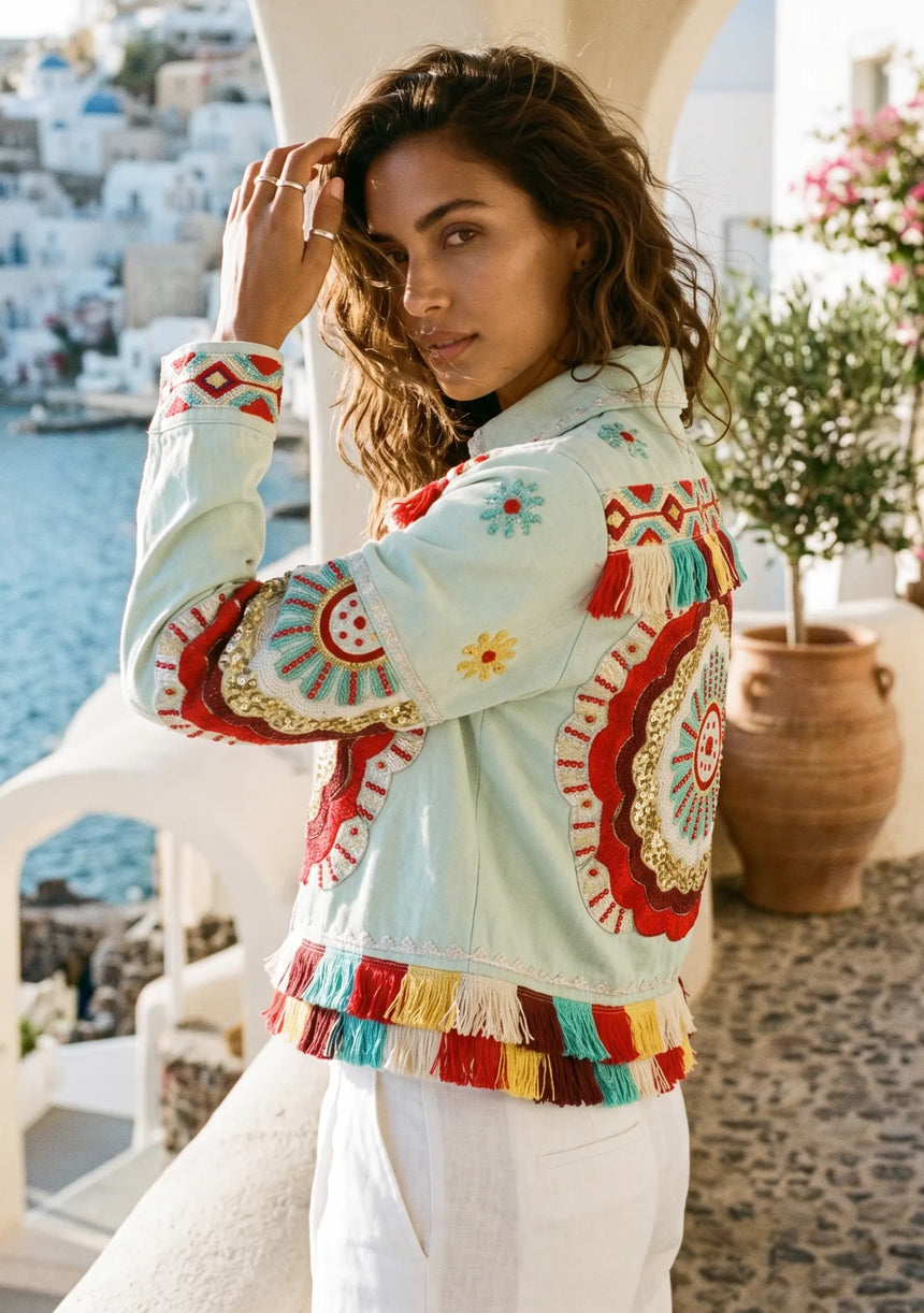 ibBan Hand Embroidered Summer Jacket for Women | Artisan Luxury Fashion - Sara