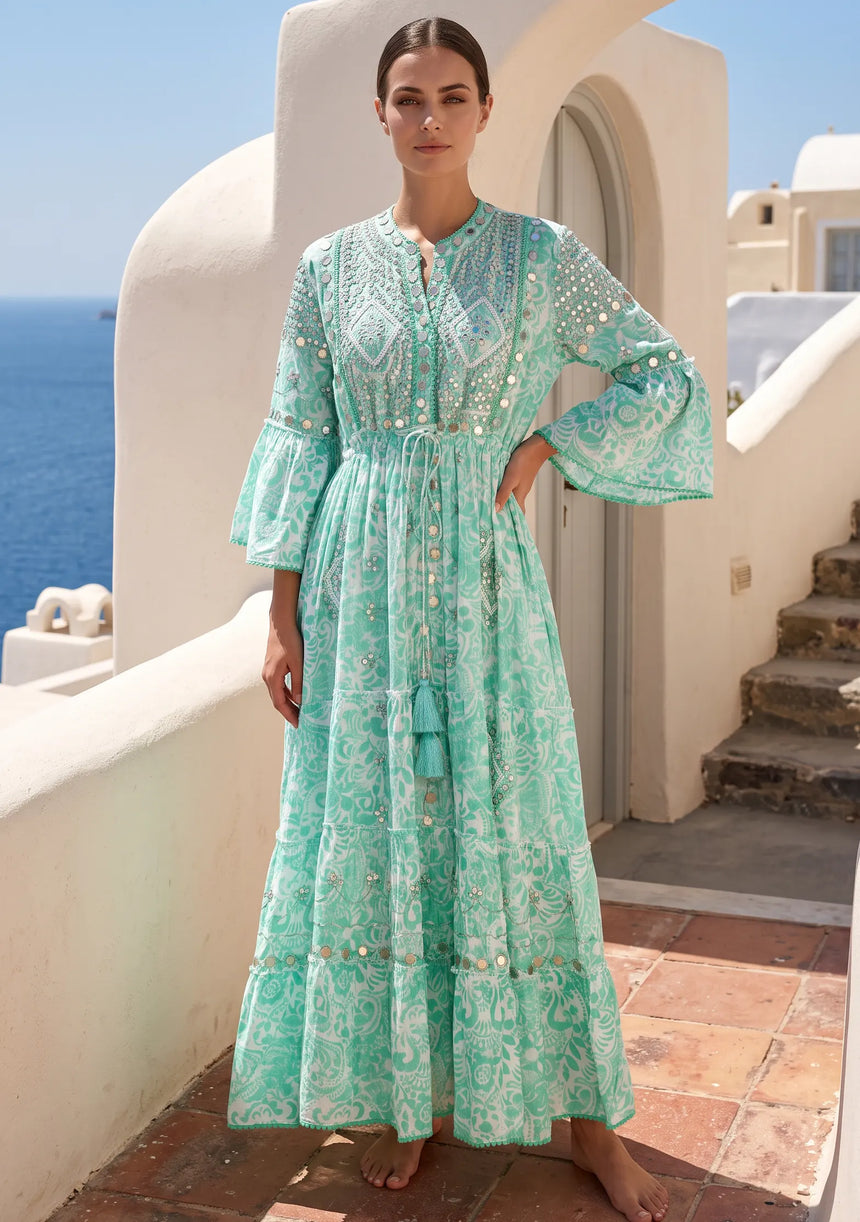 ibBan Hand-Embroidered Cotton Viscose Maxi Dress - Samaya