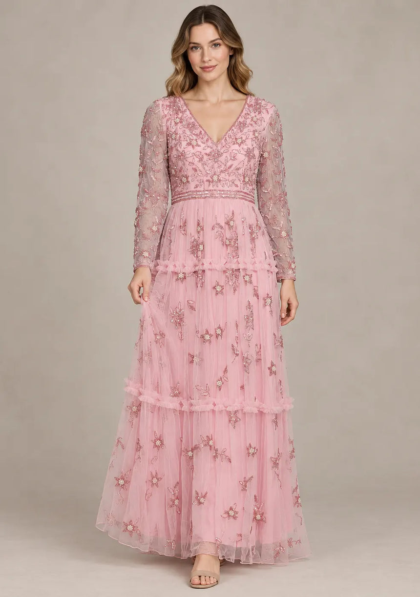 ibBan Women’s Party Long Dress with Hand Embroider -Raneem