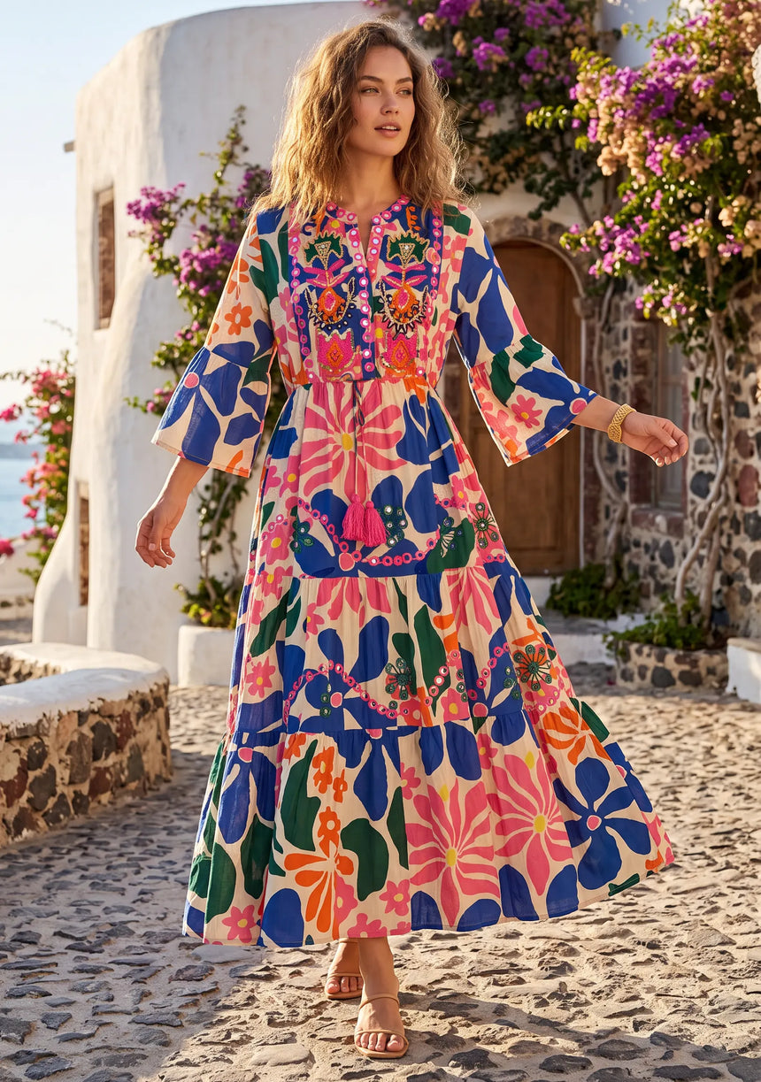 ibBan Multicolour Printed Cotton Long Tunic - Zohal