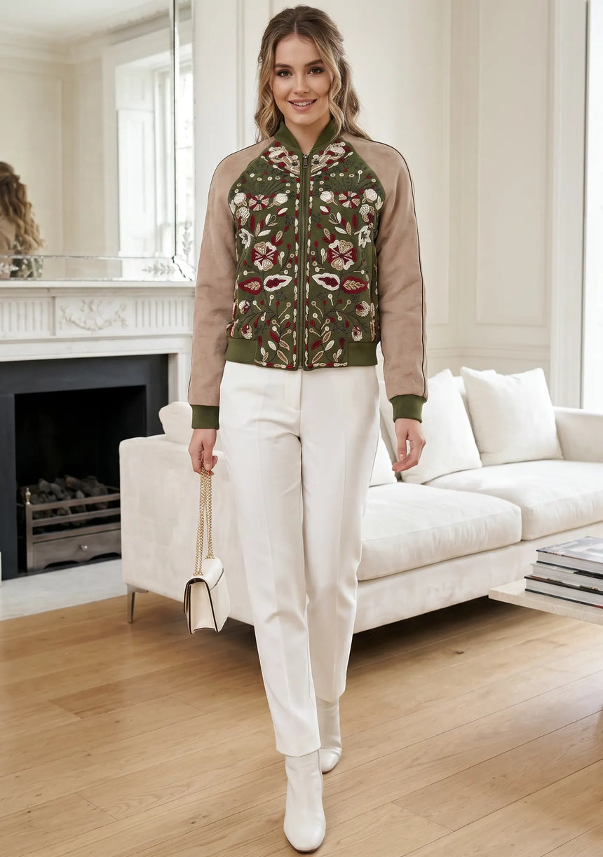 ibBan Hand Embroidered Leather Sleeve Winter Jacket | Premium Designer Outerwear - Dolly