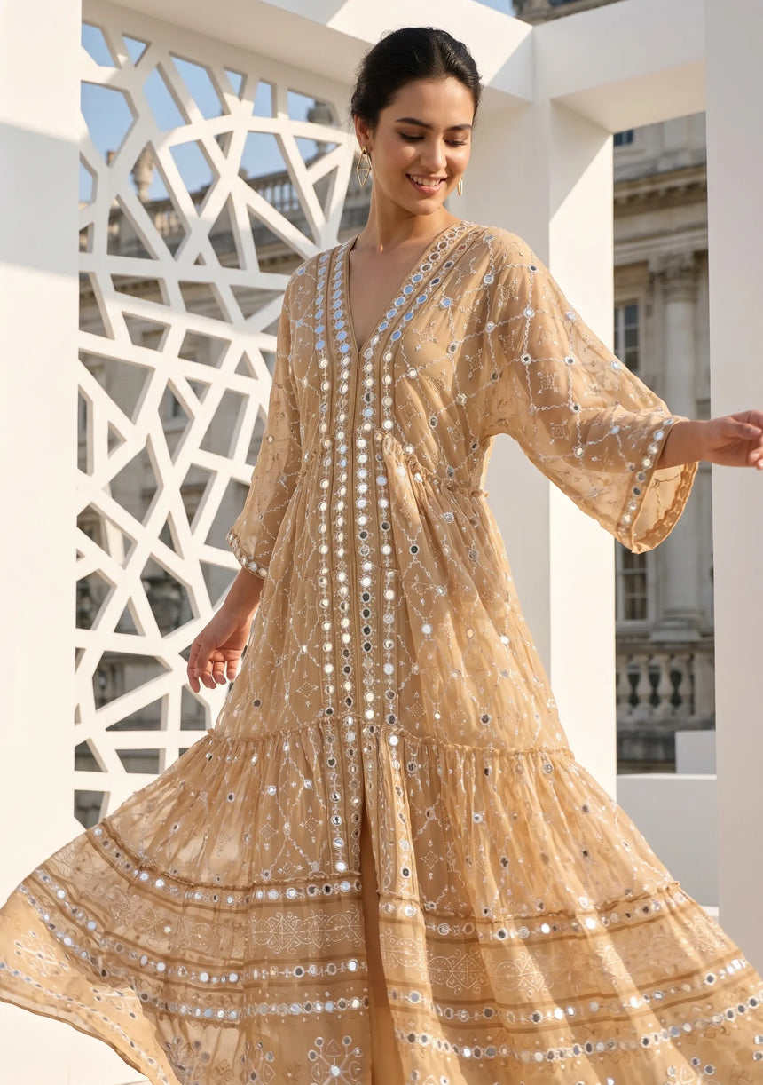 ibBan Hand Embroidered Cotton Maxi Dress | Luxury Boho Resort -Fabiya