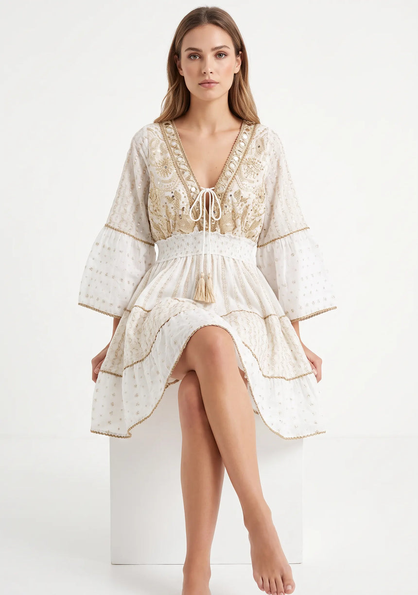 Robe courte femme ibBan Basima | Dentelle à paillettes | Occasion spéciale | Taille unique