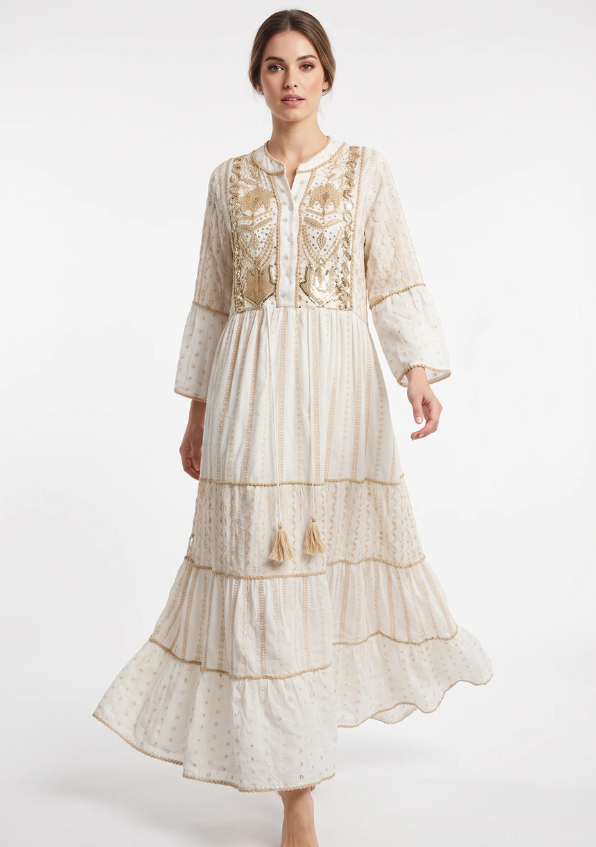 Tunique longue femme ibBan Basima | Paillettes sur toute la longueur | Occasion spéciale | Taille unique