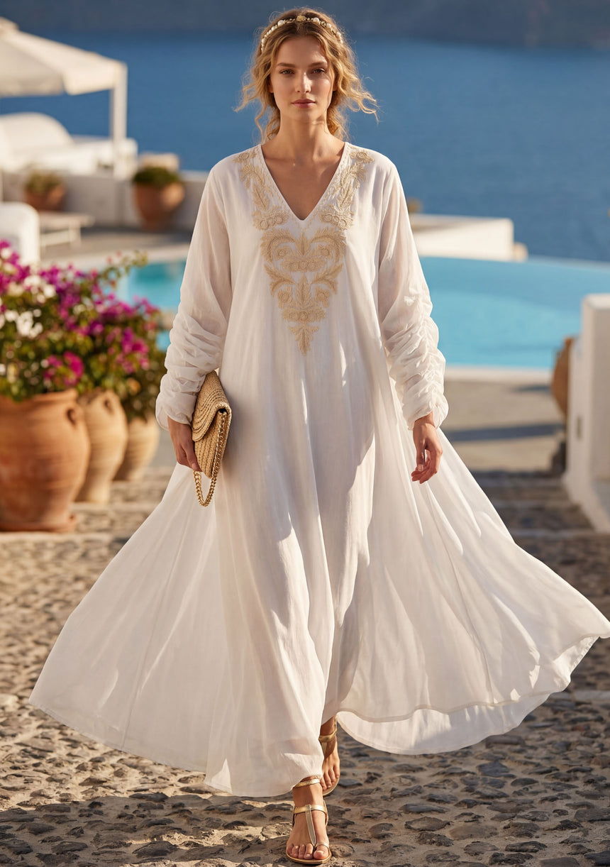 Vestido largo de algodón para mujer - Leefa