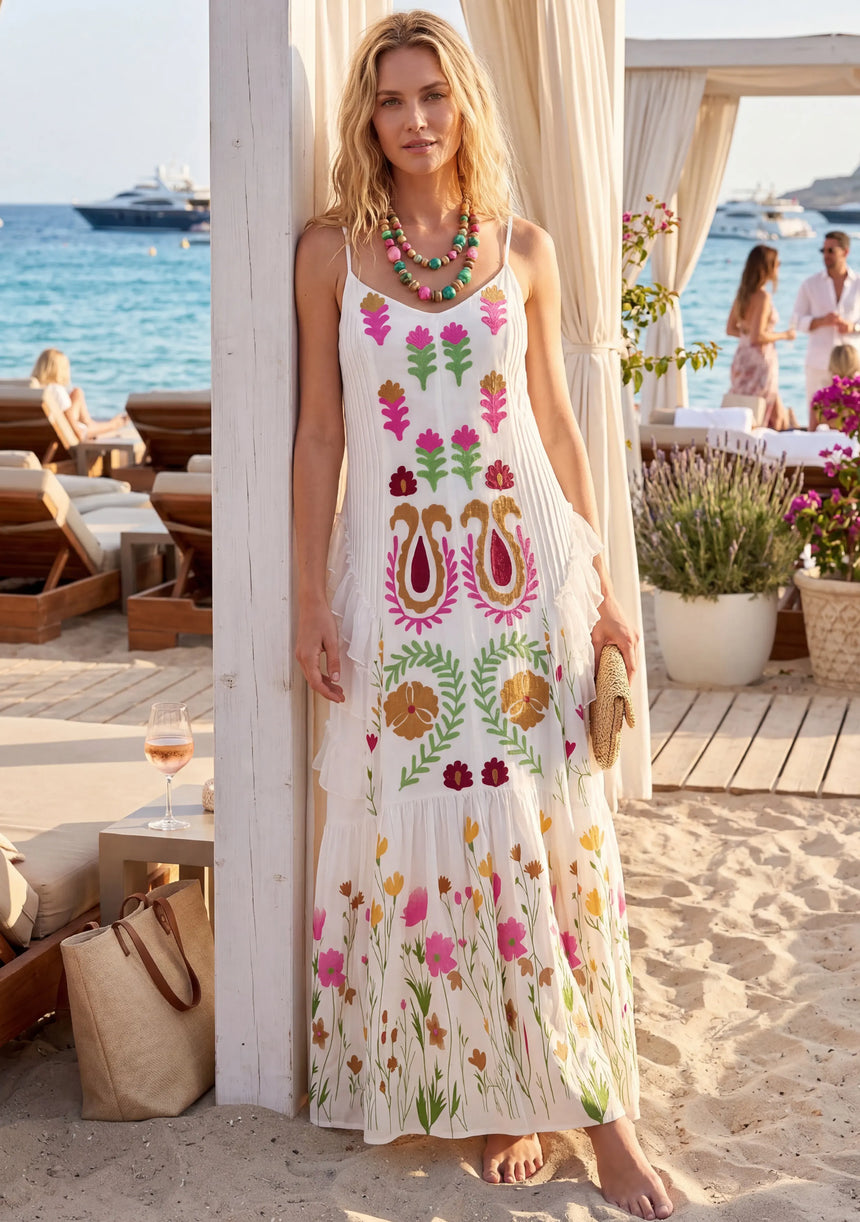 Women's Cotton Maxi Dress Square Neck - Zewena