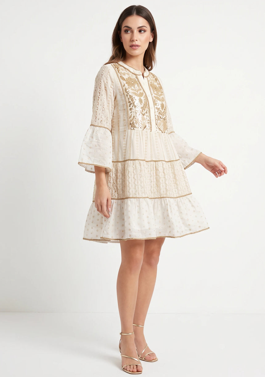 Tunique Courte Femme ibBan Basima | Dentelle Pailletée | Occasion Spéciale | Taille Unique