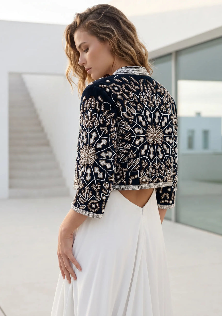 ibBan Hand Embroidered Women's Jacket | Luxury Beaded Designer Jacket - Beyza