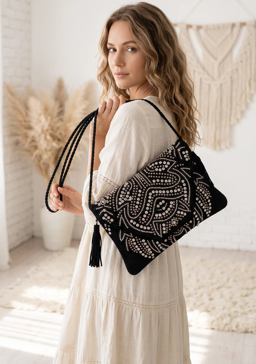 ibBan Embellished Canvas Crossbody Wallet Bag - Masum