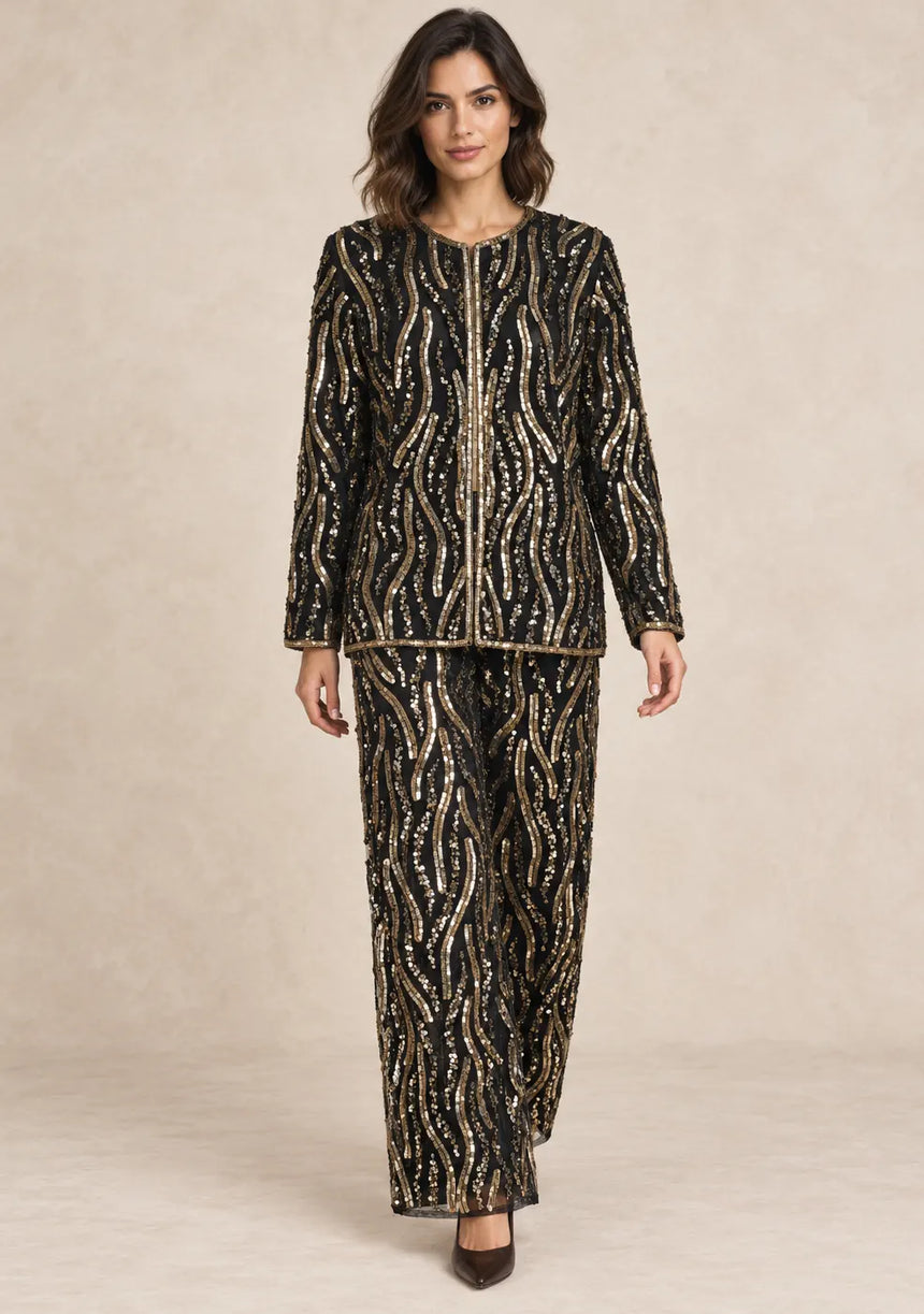 ibBan Women’s Georgette & Net Jacket with Hand Embroidered - Tasmia