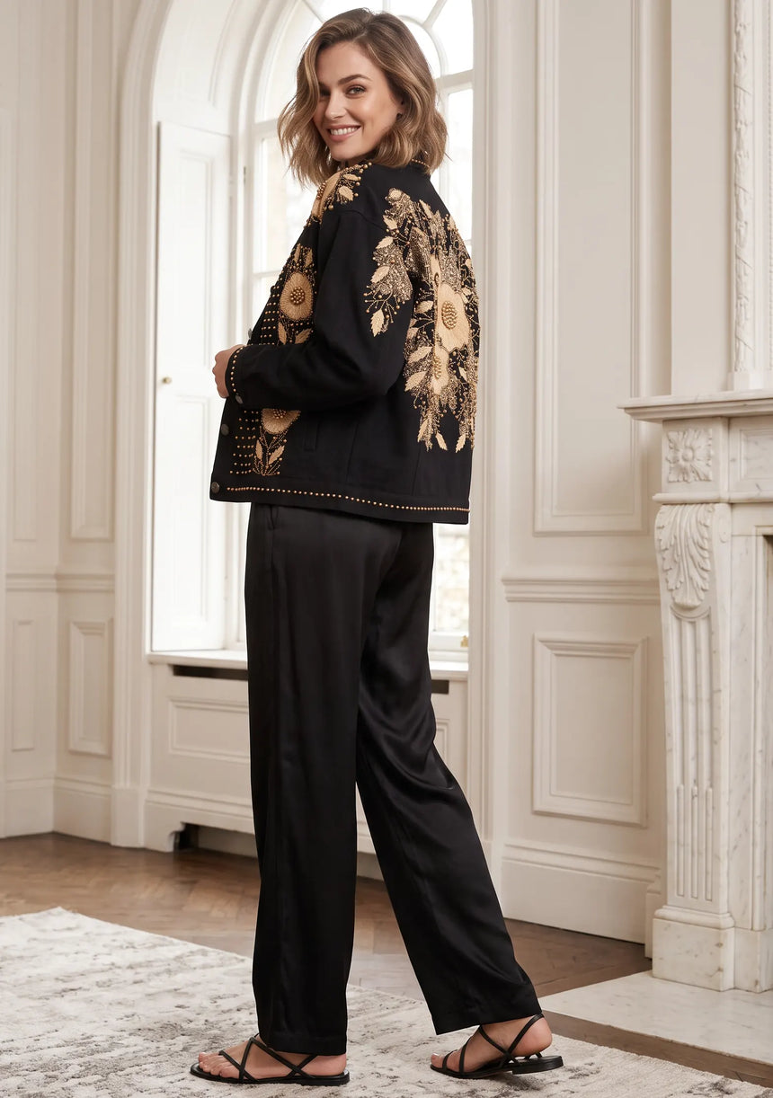 ibBan Women's Hand Embroidered Winter Jacket - Johri Jacket