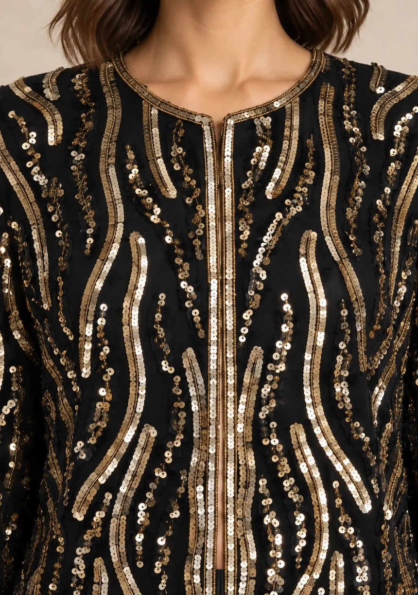 ibBan Women’s Georgette & Net Jacket with Hand Embroidered - Tasmia