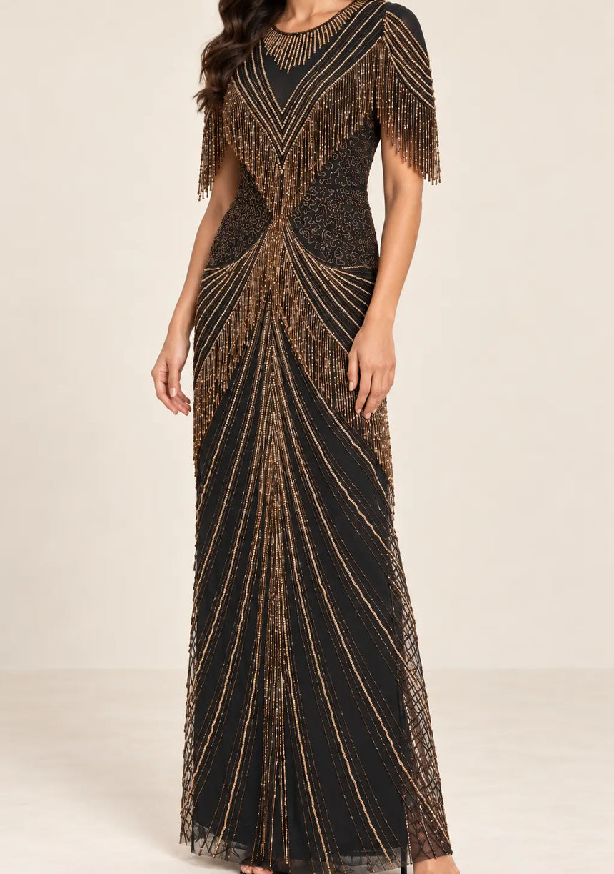ibBan Women’s Party Long Dress with Hand Beadwork - Kiran