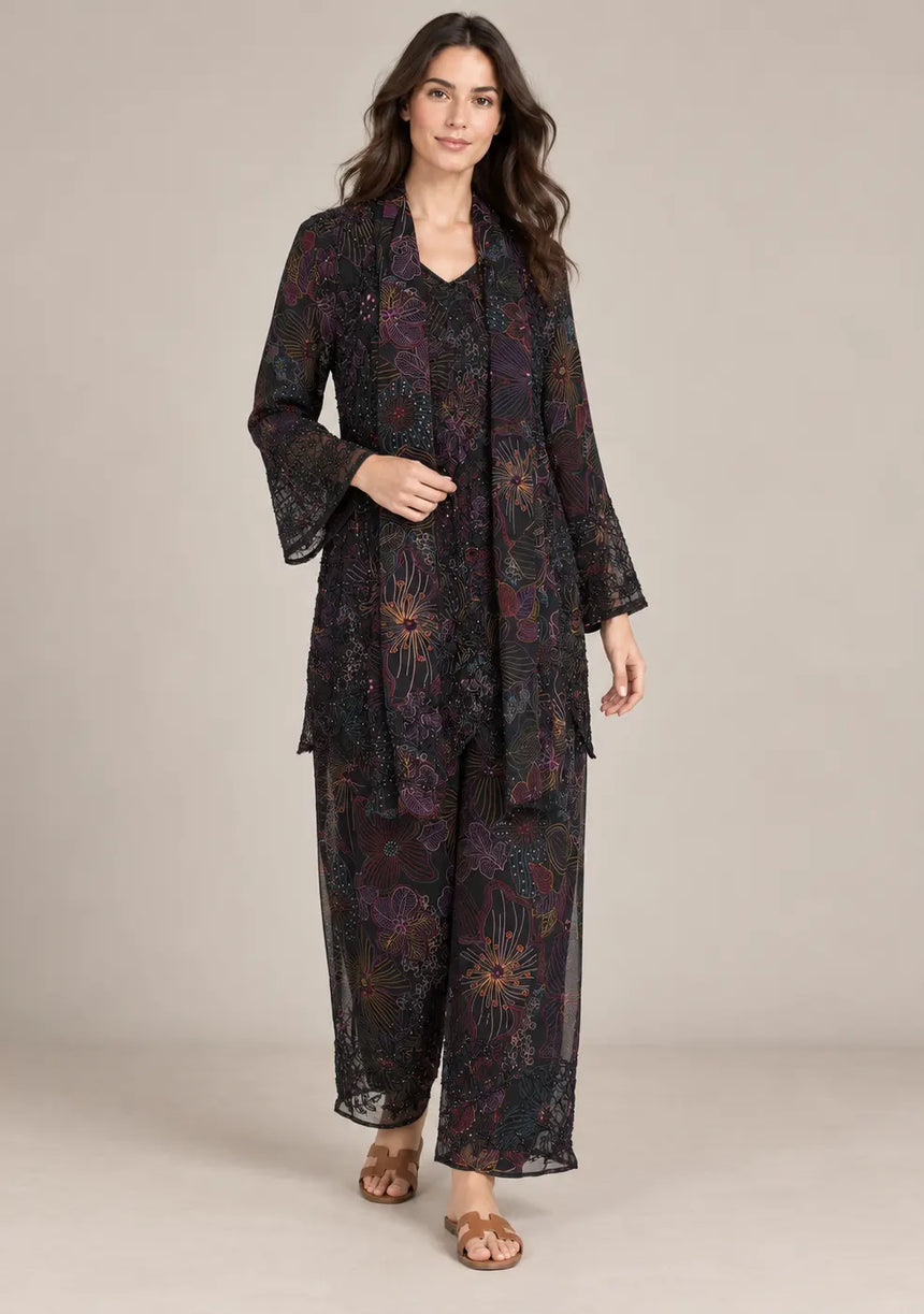 ibBan Women’s Georgette Jacket-Style Kurta Set with Embroidery -Senta