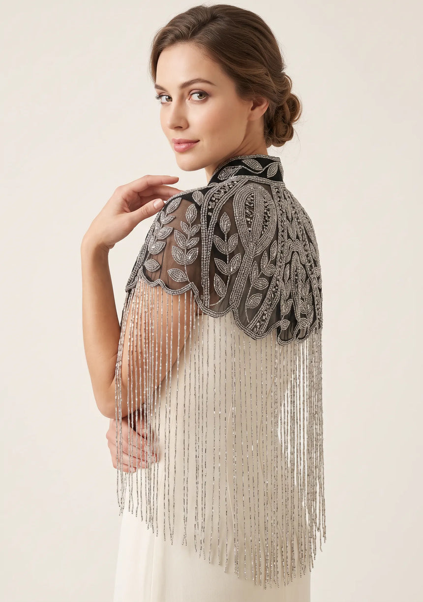 ibBan Embellished Beaded Net Neck Cape - Jauri