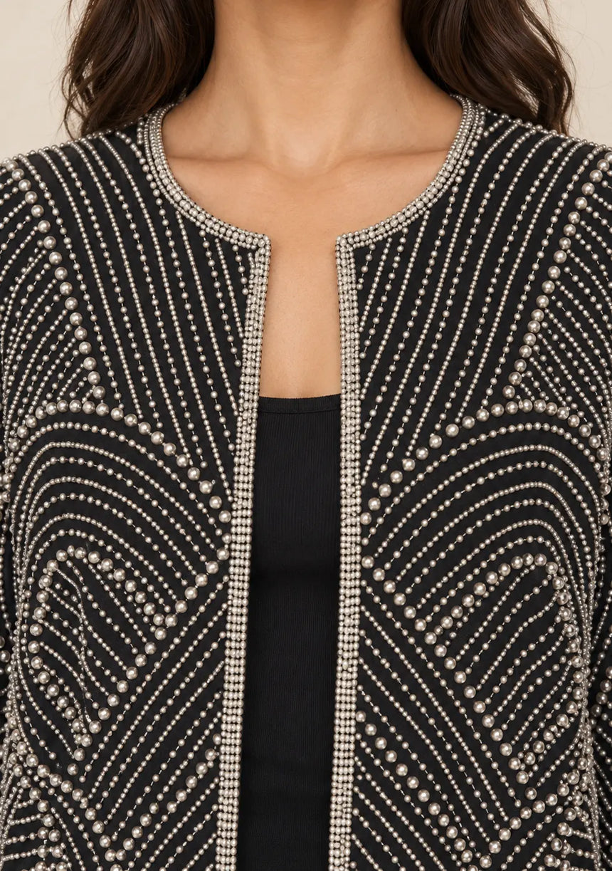 ibabn Women’s Hand Beaded Fringe Jacket - Amaya