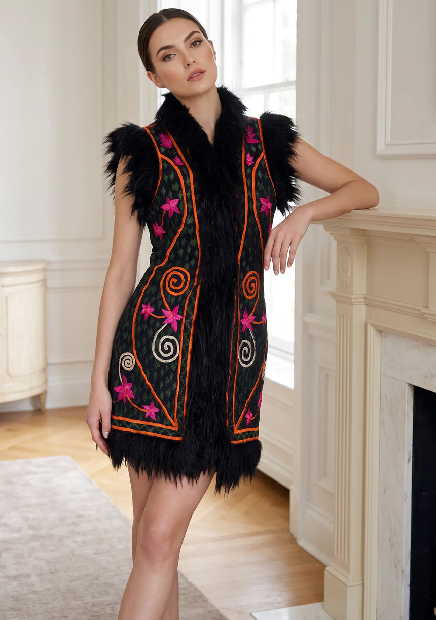 Hand Embroidered Winter Gilet for Women | ibBan - Resa