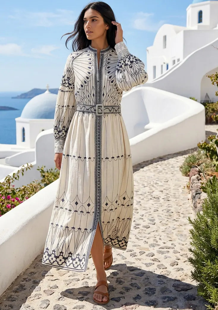 ibBan Cotton Long Dress with Hand Embroidery | Women's - Meerab Long Dress