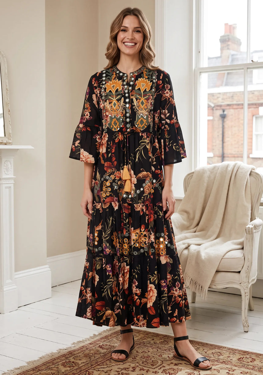 IbBan Printed Cotton Long Tunic for Women - Husana
